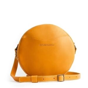 NWOT Portland Leather Circular Crossbody Bag Yellow - 'Almost Perfect'